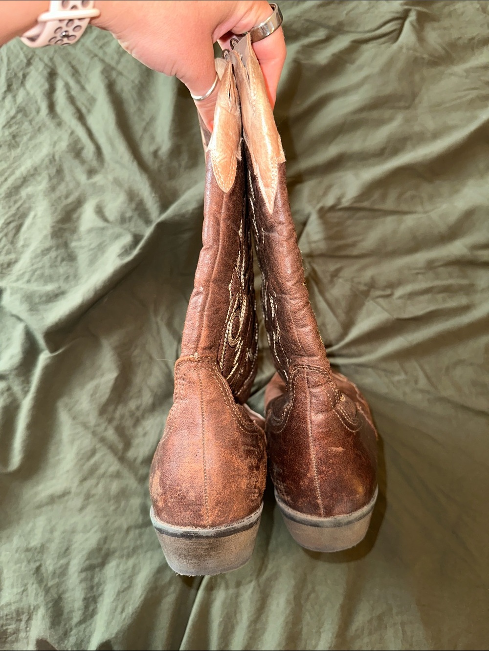 Coconuts by Matisse Brown Leather Western Boots with Tan Top - Picture 4 of 4